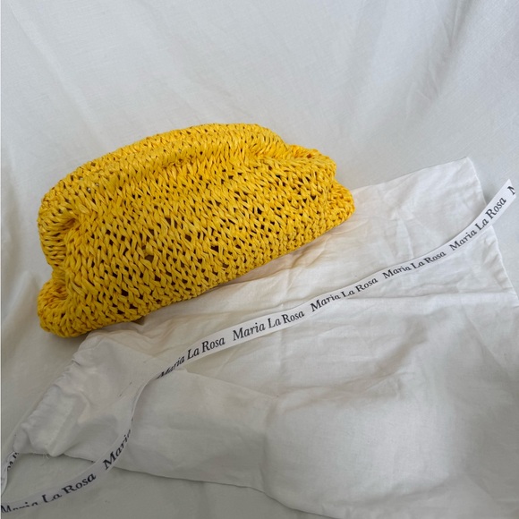 Maria La Rosa Yellow Raffia Game Clutch - Yellow Woven Women's Bag - Picture 10 of 10